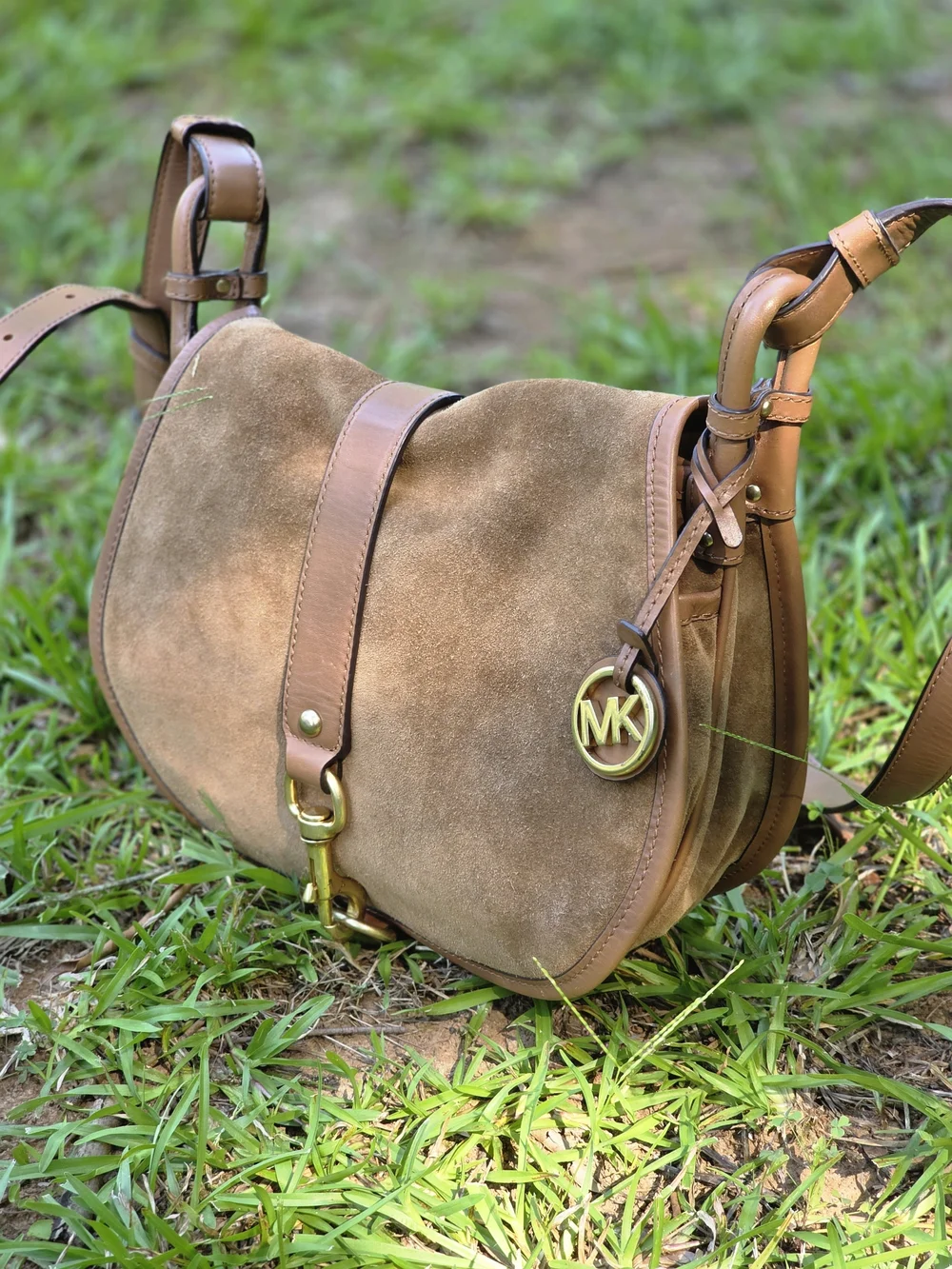 Michael Kors Jamie Suede Saddle Bag Crossbody